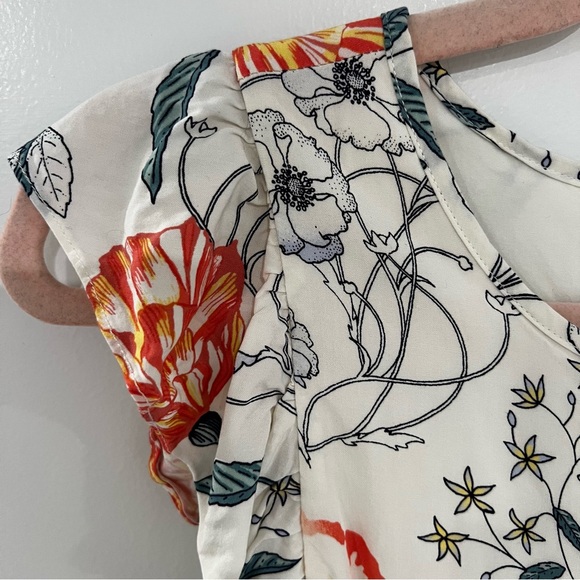 GAP Girls Sz L Off White Floral Flutter Sleeve Summer Dress - Picture 4 of 12